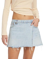 Re/done & Pam Mid-Waist Denim Wrap Miniskirt