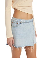 Re/done & Pam Mid-Waist Denim Wrap Miniskirt