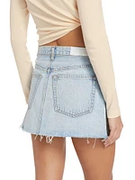 Re/done & Pam Mid-Waist Denim Wrap Miniskirt