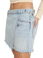 Re/done & Pam Mid-Waist Denim Wrap Miniskirt