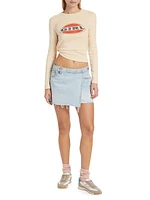 Re/done & Pam Mid-Waist Denim Wrap Miniskirt