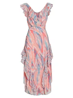 Anika Ruffled Printed Maxi Dress