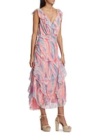 Anika Ruffled Printed Maxi Dress