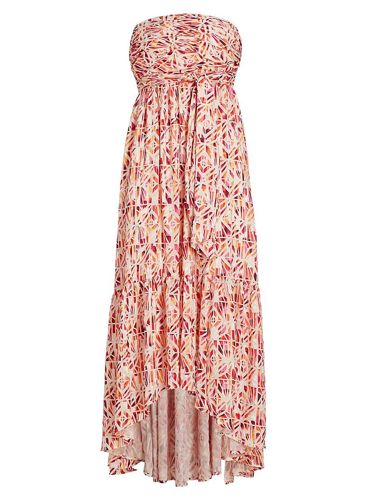 Harlee Dyed Geometric Strapless Maxi Dress