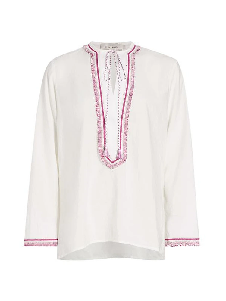 Anisa Fringe-Trim Blouse