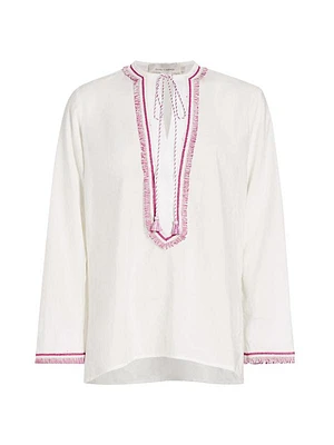 Anisa Fringe-Trim Blouse