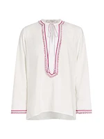 Anisa Fringe-Trim Blouse