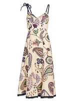 Dalil Linen Paisley Midi-Dress