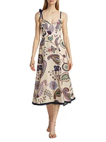 Dalil Linen Paisley Midi-Dress