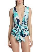 Zaita Tie-Waist V-Neck One-Piece Swimsuit