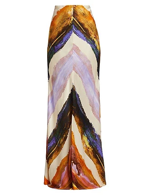 Laurina Satin Striped Maxi Skirt