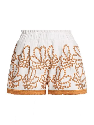 Giorgio Cotton-Blend Eyelet Shorts