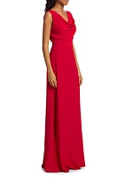 Saunder Silk Cowl-Neck Gown