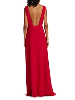 Saunder Silk Cowl-Neck Gown