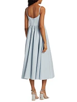 Rachel Poplin Empire-Waist Midi-Dress