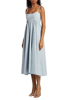 Rachel Poplin Empire-Waist Midi-Dress