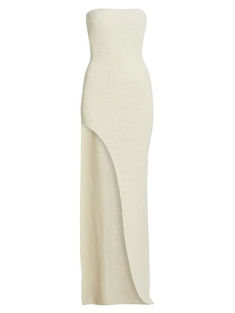 Baika Rib-Knit Strapless Column Gown