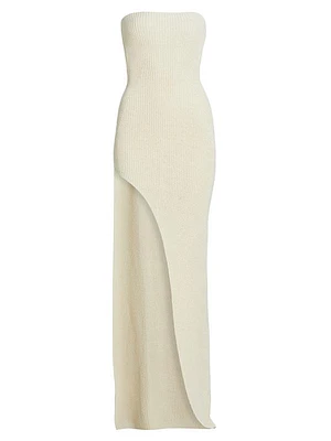 Baika Rib-Knit Strapless Column Gown