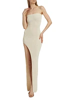 Baika Rib-Knit Strapless Column Gown