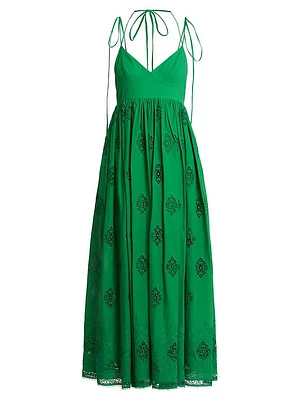 Strappy Lace-Paneled Maxi Dress