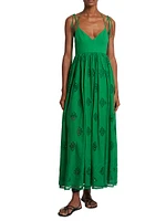 Strappy Lace-Paneled Maxi Dress