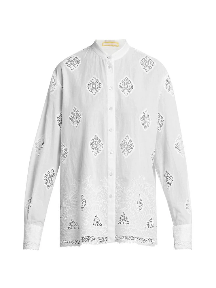 Open-Back Lace-Paneled Shirt