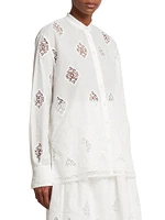 Open-Back Lace-Paneled Shirt