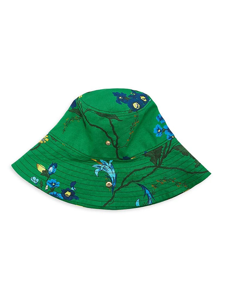 Floral Cotton-Linen Bucket Hat