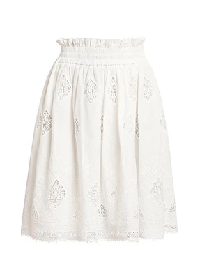 Gathered Embroidered Miniskirt