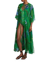 Floral Silk Cover-Up Kaftan