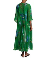 Floral Silk Cover-Up Kaftan