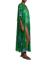 Floral Silk Cover-Up Kaftan