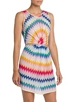 Tie-Dye Chevron Short Cover-Up