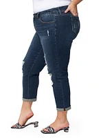 Rolled Distressed Boyfriend Jeans