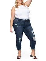 Rolled Distressed Boyfriend Jeans