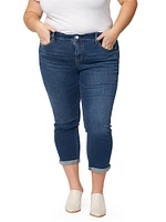 Mid-Rise Rolled Boyfriend Jeans