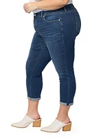 Mid-Rise Rolled Boyfriend Jeans