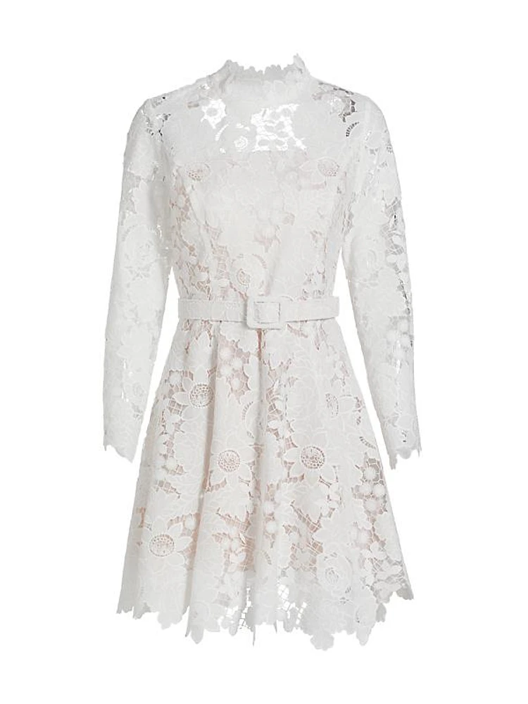 Botanical Guipure Lace Minidress