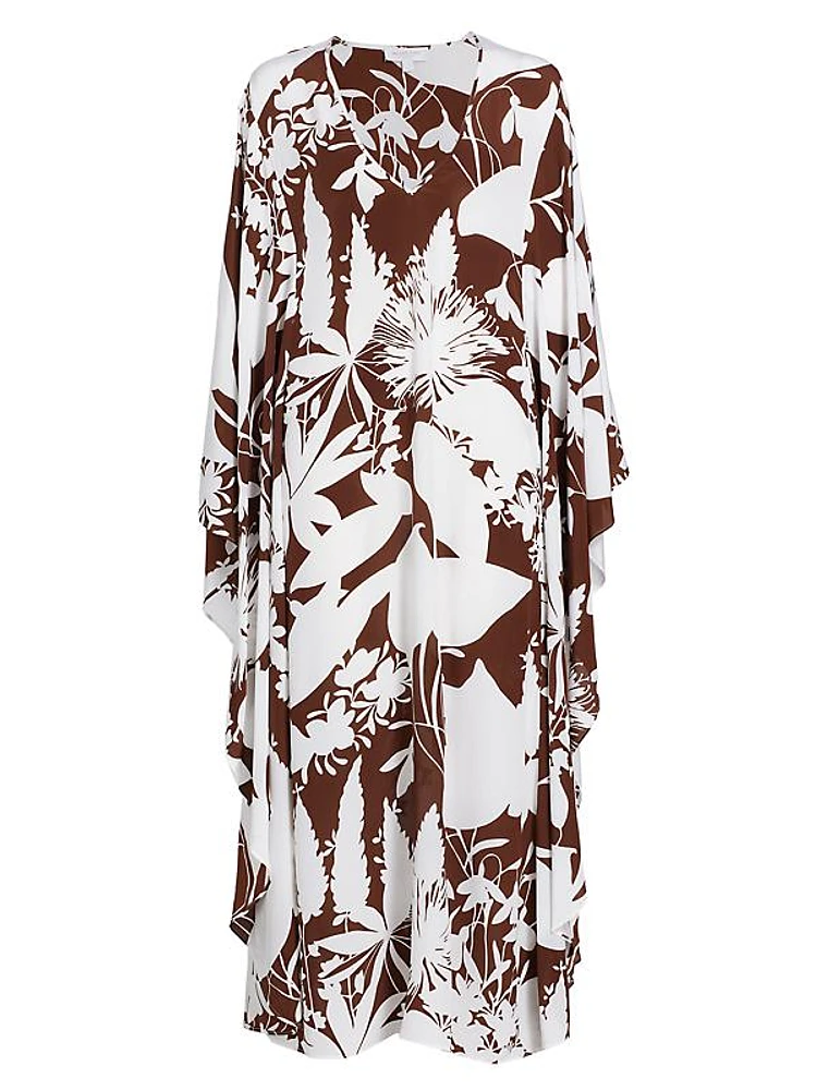 Floral Silk V-Neck Caftan