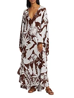 Floral Silk V-Neck Caftan