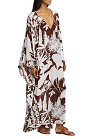 Floral Silk V-Neck Caftan