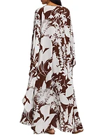 Floral Silk V-Neck Caftan