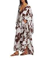 Floral Silk V-Neck Caftan