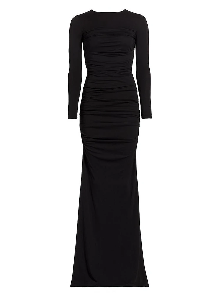 Katherina Crewneck Long-Sleeve Gown