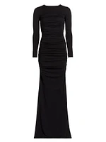 Katherina Crewneck Long-Sleeve Gown