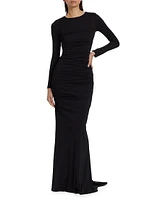 Katherina Crewneck Long-Sleeve Gown