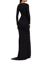 Katherina Crewneck Long-Sleeve Gown