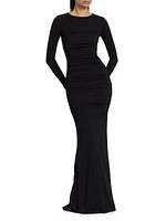 Katherina Crewneck Long-Sleeve Gown