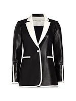 Breann Two-Tone Vegan Leather One-Button Blazer