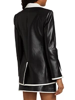 Breann Two-Tone Vegan Leather One-Button Blazer